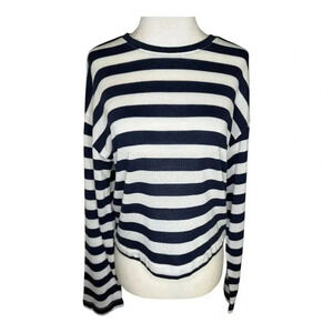 NEW Madewell Women’s‎ Small Drop-Shoulder Pullover Crop Tee in Stripe NWT